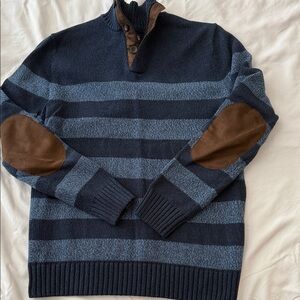 Chaps Men's Blue and Brown Zip-Up Sweater
